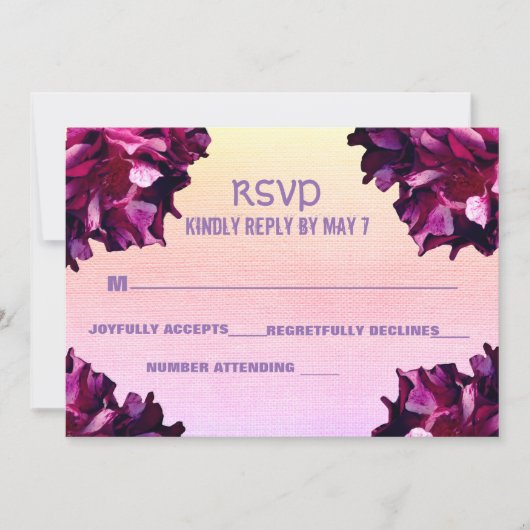 Elegant, Rozen bruiloft RSVP Kaart (Voorkant)