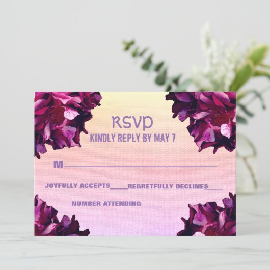 Elegant, Rozen bruiloft RSVP Kaart (Staand voorkant)