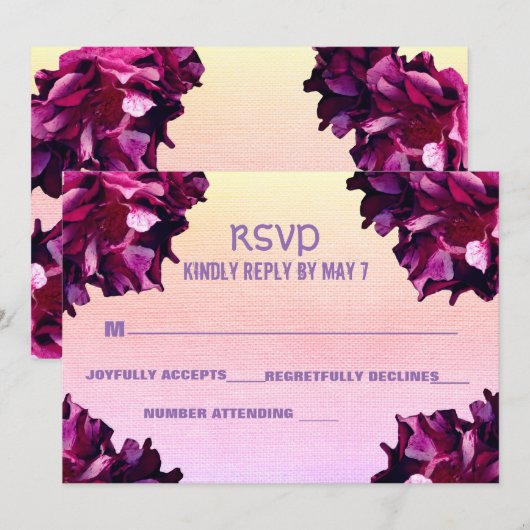 Elegant, Rozen bruiloft RSVP Kaart (Voorkant / Achterkant)