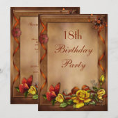 Elegant Rozen & Butterfly 18th Birthday Party Kaart (Voorkant / Achterkant)