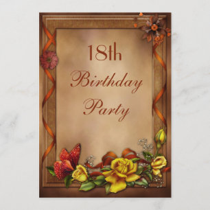 Elegant Rozen & Butterfly 18th Birthday Party Kaart