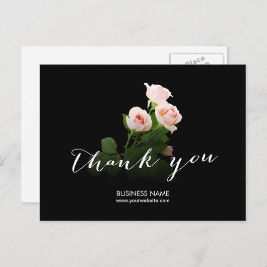 Elegant Rozen Calligrafie Business Hartelijk dank Briefkaart (Voorkant / Achterkant)