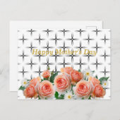 Elegant, Rozen & Daisies, geometrisch Briefkaart (Voorkant / Achterkant)