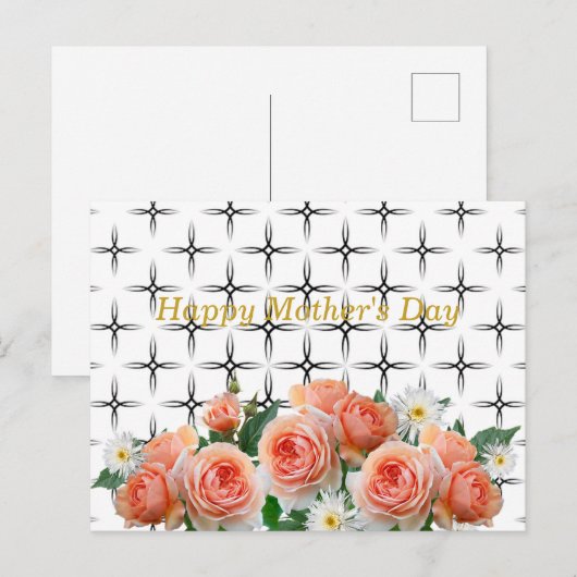 Elegant, Rozen & Daisies, geometrisch Briefkaart (Voorkant / Achterkant)