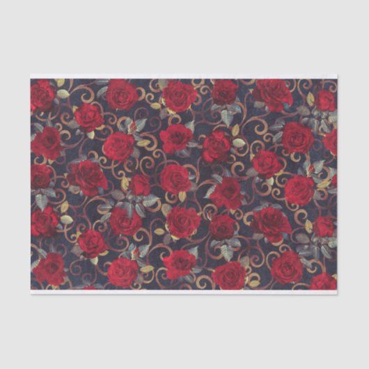 Elegant  Rozen & Damask Pattern-loskoppeling Tissuepapier (Voorkant)