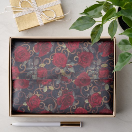 Elegant  Rozen & Damask Pattern-loskoppeling Tissuepapier (Geschenk)