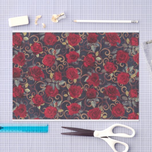 Elegant  Rozen & Damask Pattern-loskoppeling Tissuepapier (Craft)