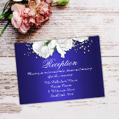 Elegant  Rozen Donkere blauwe bruiloft Informatiekaartje