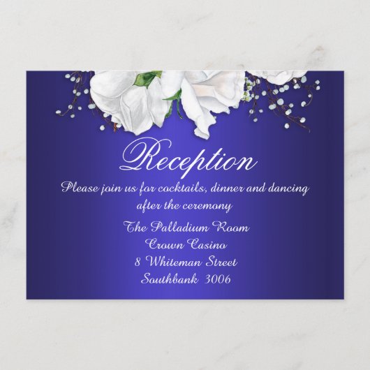 Elegant  Rozen Donkere blauwe bruiloft Informatiekaartje (Voorkant)