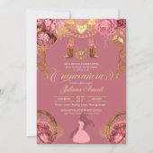 Elegant Rozen Dusty Pink Charro Quinceanera Kaart (Voorkant)
