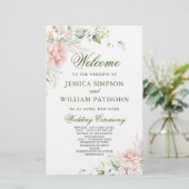Elegant Rozen Eucalyptus Wedding Ceremony Programm (Staand voorkant)