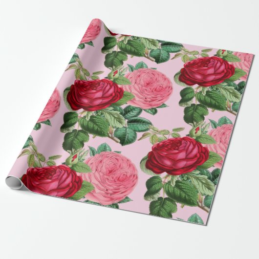 Elegant Rozen Floral Cadeaupapier (Uitgerold)