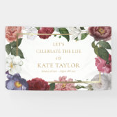 Elegant Rozen Floral Funeral Memorial Service Bann Spandoek (Horizontaal)