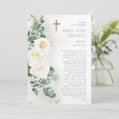 Elegant Rozen Floral Girl Baptism Kaart (Staand voorkant)