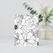 Elegant Rozen Floral Line Tekening Feestdagenkaart (Staand voorkant)