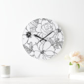 Elegant Rozen Floral Line Tekening Grote Klok (Huis)