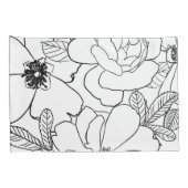 Elegant Rozen Floral Line Tekening Kussensloop (Achterkant-Rechts)