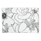 Elegant Rozen Floral Line Tekening Kussensloop (Voorkant-Links)