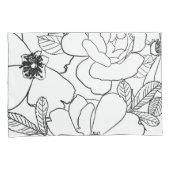 Elegant Rozen Floral Line Tekening Kussensloop (Voorkant-Rechts)
