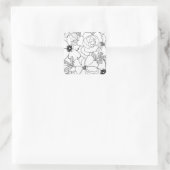 Elegant Rozen Floral Line Tekening Vierkante Sticker (Tas)