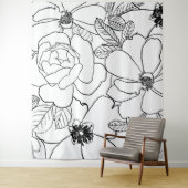 Elegant Rozen Floral Line Tekening Wandkleed (In situ)