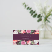 Elegant Rozen Floral op magenta achtergrond Visitekaartje (Staand voorkant)