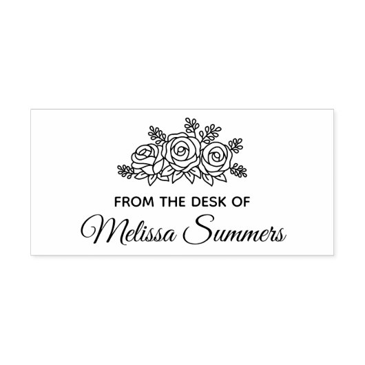 Elegant Rozen Flowers Custom Name from the Desk of Rubberstempel (Afrduk)