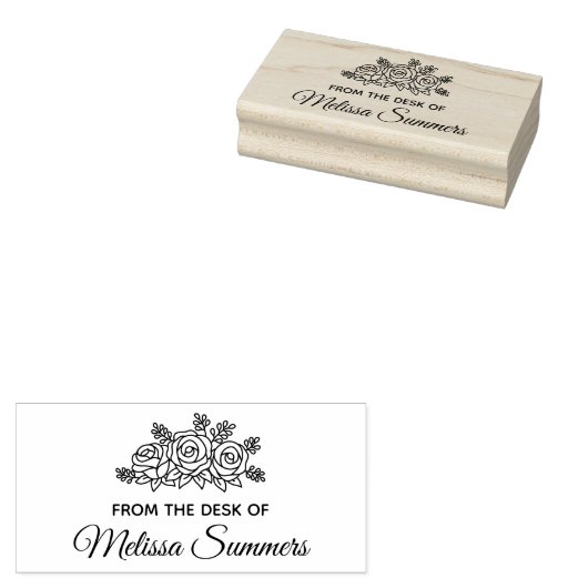 Elegant Rozen Flowers Custom Name from the Desk of Rubberstempel (Gestempeld)