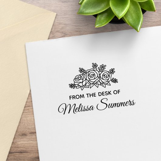 Elegant Rozen Flowers Custom Name from the Desk of Rubberstempel