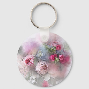 Elegant Rozen Flowers Waterverf Art Modern Sleutelhanger