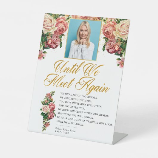 Elegant Rozen Funeral Memorial Poem Reclamebord Met Voetstuk (Voorkant)