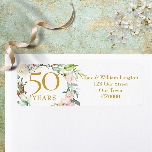 Elegant Rozen Garland 50th Jubileum Address Etiket