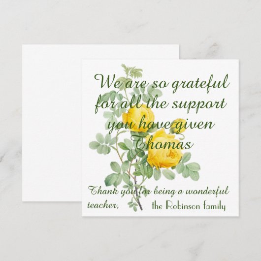 Elegant Rozen Gepersonaliseerd Dank u de Kaart van (Voorkant / Achterkant)