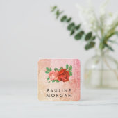 Elegant Rozen Glitter Glamour Vierkante Visitekaartje (Staand voorkant)