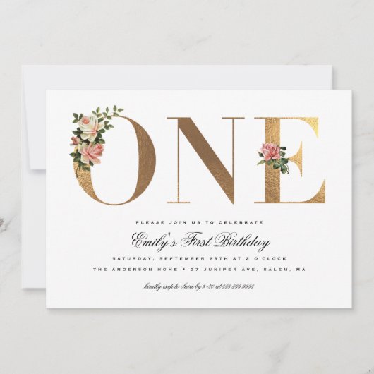 Elegant  Rozen Gold Foil 1 september 2010 Kaart (Voorkant)