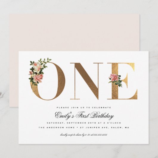 Elegant  Rozen Gold Foil 1 september 2010 Kaart (Voorkant / Achterkant)