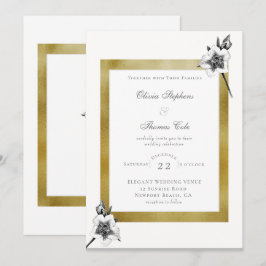 Elegant Rozen Gold Lijst Script-kerstbruiloft Kaart