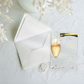 Elegant Rozen gouden parels & Prosecco Vrijgezelle Acryl Uitnodigingen