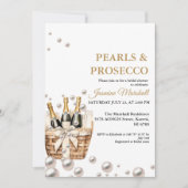Elegant Rozen gouden parels & Prosecco Vrijgezelle Kaart (Voorkant)