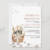 Elegant Rozen gouden parels & Prosecco Vrijgezelle Kaart (Voorkant)