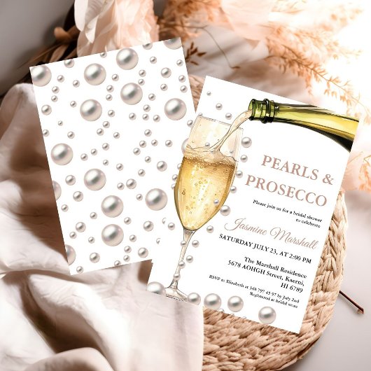 Elegant Rozen gouden parels & Prosecco Vrijgezelle Kaart