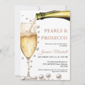 Elegant Rozen gouden parels & Prosecco Vrijgezelle Kaart (Voorkant)