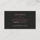 Elegant rozen gouden zwarte moderne monogram initi visitekaartje (Achterkant)