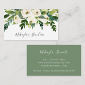 Elegant Rozen Greenery Waterverf White Floral Visitekaartje (Voorkant / Achterkant)