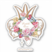 Elegant Rozen Heilige Rosary Marian Monogram Sticker (Voorkant)