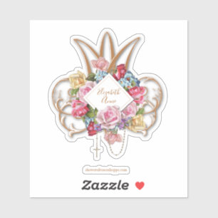 Elegant Rozen Heilige Rosary Marian Monogram Sticker