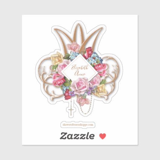 Elegant Rozen Heilige Rosary Marian Monogram Sticker (Vel)