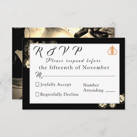 Elegant Rozen Kaart katholieke weddenschappen (Voorkant / Achterkant)