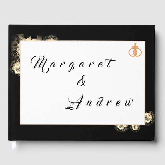 Elegant Rozen Kaart katholieke weddenschappen Gastenboek (Voorkant)