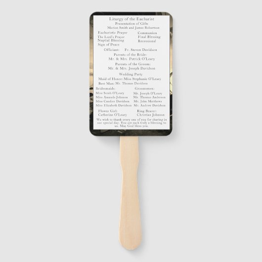 Elegant Rozen Katholiek Huwelijksprogramma Handwaaier (Achterkant)